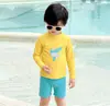 Traje de baño de una pieza de manga larga dividida de secado rápido para niños, traje de baño de una pieza para bebé, protección solar para niños, playa, arena, nuevo, moderno