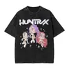 Camiseta Gráfica Saja Boy Kpop Cazador de Demonios Estampado Harajuku Camiseta Lavada Vintage Unisex Oversized Verano Corta