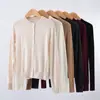 Cárdigan de Cachemir Tejido con Cuello Redondo para Mujer, Top Corto Holgado de Color Puro como Capa Base y Chaqueta Cardigan a Capas