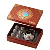 Caja de Regalo Set de Té con Tapa abatible, Caja de Embalaje Estilo Chino, Caja Portátil Deluxe con Tapa abatible para Ceremonia de Té Personalizada, Embalaje de Set de Té