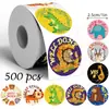 500 Pegatinas/Rollo Animales de Dibujos Animados Pegatinas de Graffiti de Ánimo 1 Pulgada 8 Imágenes Inglés Creativo Pegatinas de Sellado para Envoltura de Regalos