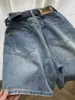 Shorts de mezclilla rasgados con forma de pera para mujer, nuevo estilo de verano, talla grande, shorts de cintura alta línea A de pierna ancha para chicas de talla grande