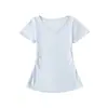 Ropa de Mujer al por Mayor Transfronteriza Estilo Europeo y Americano Camiseta de Verano con Escote en V y Mangas Cortas que Entalla la Cintura Femenina Sexy Sexy Top