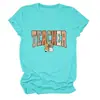 Camiseta feminina casual simples de gola redonda com mangas curtas, com tema de professor, lápis e laço, disponível em estoque no site independente da Amazon, versátil