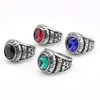 Fábrica directa de origen acero inoxidable europeo y americano punk comercio exterior retro titanio acero gema fundición personalidad anillo para hombre