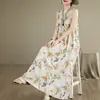 Estilo Novo de Verão para Mães de Meia-Idade Camisola de Algodão e Seda de Alta Qualidade Roupa de Casa Feminina Vestido Regata de Viscose para Usar por Cima