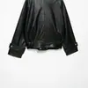 Venta al por mayor de ropa para mujer estilo europeo y americano transfronteriza, nueva colección de otoño, chaqueta de motociclista con efecto piel 4341703
