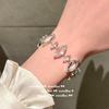 Pulseira de pedra preciosa coração pêssego brilhante com zircônia cor ouro 18K cravejada com zircônia olho de cavalo pulseira totalmente cravejada de diamantes ajustável