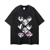 Camiseta de Manga Corta Talla Grande Estilo Americano Vintage Anime Japonés Estampado Primavera y Otoño Manga Larga Floral