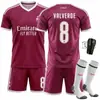 2627 Set de Club Camiseta 7 Vinicius C. Camiseta de visitante del Real Madrid de Ronaldo 10 Uniforme de fútbol rojo de Mbappé