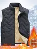 Colete Masculino Plus Size Transfronteiriço Outono e Inverno com Forro de Fleece Sem Mangas Colete Quente Jaqueta Colete Acolchoada com Algodão Down Casaco de Casal
