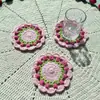 Posavasos de ramo de rosas terminadas transfronterizo Lana Tejido a mano Crochet DIY Tulipán tejido Gancho Flor Gama alta