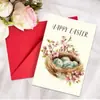 Tarjeta de Saludo de Pascua Nueva Transfronteriza con Juego de Sobres, Tarjeta de Mensaje Creativa con Elementos de Conejito, Huevo y Pascua