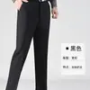 Pantalones gruesos para hombre, de corte recto y holgado, para otoño e invierno, diseñados para hombres de mediana edad, resistentes a las arrugas, no requieren planchado, de cintura alta, elásticos y adecuados para un estilo business casual.