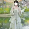 Super Fada Hanfu Feminino Estilo Chinês Versão Melhorada Vestido Camisola + Xale Conjunto de Duas Peças Estilo Antigo Primavera Verão Outono Gaze Fina