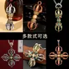 Colgante de Collar Vajra Cruzado Estilo Étnico Colgante Unisex Incrustado con Piedras Preciosas Colgante de Campana Vajra Accesorio Personalizado
