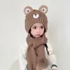 Gorro y Bufanda Integrados para Niños Gorro Engrosado a Prueba de Frío Gorro de Lana Tipo Suéter Gorro Cálido de Invierno con Protección para las Orejas Gorro de Lana Tejida para Bebé