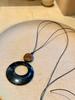 Collar con colgante de anillo de resina estilo chino vintage para mujer, cadena de clavícula larga de cuero de alta calidad, accesorios para suéter