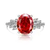 Anel de Gema Colorida Corte Flor de Gelo Ovo de Pombo e Anel de Diamante de Alto Carbono Super Brilhante - Venda Quente no TikTok e Xiaohongshu para Dropshipping