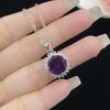 Anillo Abierto de Moda con Cara de Tortuga de 10MM, Amatista Artificial, Conjunto de Dos Piezas con Colgante Simple y Elegante para Mujer