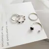 Anel Geométrico Liso de Prata Estilo Coreano Personalizado para Mulheres, Luxo Leve, Não Desbota, Estilo Ins, Nicho, Sensação de Alta Qualidade