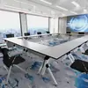 Juego de mesa y silla para sala de lectura de biblioteca, mesa de entrenamiento plegable con ruedas para instituciones educativas, mesa de entrenamiento larga y modular