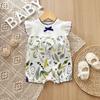 Macacão de Algodão de Verão Cruzado para Bebê com Manga Curta Macacão de Bebê Roupa de Primeiro Mês do Recém-Nascido 3-18m