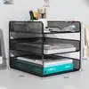 Suporte de Mesa Metal para Arquivos Suporte de Arquivos de Mesa Suprimentos de Escritório Caixa Organizadora em Camadas para Arquivos A4