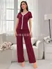 Pantalones de pierna ancha acanalados de nuevo estilo para verano, pantalones largos casuales holgados y finos de manga corta con volantes, ropa para el hogar, en stock, venta al por mayor