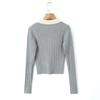 Suéter de Punto Cardigan de Manga Larga con Cuello de Muñeca Reductor de Edad para Mujer Estilo Blogger Ins Estilo Francés Ajustado Delgado Camisa Corta Adelgazante