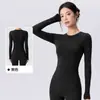 Top de yoga de cuello redondo transfronterizo para mujer, corte ajustado, camiseta deportiva versátil para Pilates, correr y entrenamiento