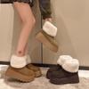 Botas curtas da moda inverno 2024, novas botas femininas de cano curto com forro de lã, sapatos grossos e quentes de algodão, botas de neve à prova de frio e com sola grossa