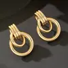 Brincos de Geometria Dupla Camada Europeus e Americanos Transfronteiriços, Círculos Múltiplos, Novo Design Fashion Coreano, Brincos de Alta Qualidade para Mulheres