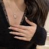 [Hija] Collar Francés Super Flash Hielo Gota de Agua Diamante para Mujer Delicado Lujo Ligero Avanzado Lágrimas Cadena Clavícula