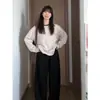 Camiseta de Manga Larga Suelta de Moda con Cuello Redondo, Bloques de Color Rayados Estilo Americano, Camiseta Básica para Mujer, Primavera y Otoño, Top para Pareja
