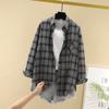 Camisa a cuadros de algodón para mujer, primavera y otoño 2021, nuevo estilo coreano, suelta, de manga larga, estilo retro de Hong Kong, estilo occidental, abrigo de estudiante