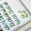 Nuevo arte de uñas con punta inferior de diamante súper brillante estilo japonés hielo transparente fruta verde color importado multicorte amor diamante joyería al por mayor