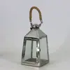 Lampião de Vento Estilo Europeu Suporte de Vela de Aço Inoxidável Lanterna de Vidro Dourada Lâmpada à Prova de Vento Lâmpada de Manteiga para Exterior Ornamento de Decoração