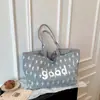 Bolsa de Tote Doble Cara Simple Estilo Coreano 2026 Estilo Perezoso Bolsa de Lona con Estrellas Bolso Cruzado Casual Versátil para Mujer Gran Capacidad