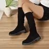 Botas largas de gamuza, nueva colección otoño/invierno 2026, cómodas y versátiles, de tacón bajo transfronterizas, talla grande, botas retro de caña alta