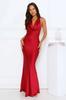 Elegante Vestido Slip Sem Mangas com Decote V Drapeado para Mulheres, Novidade Outono 2025 Sexy Sem Costas em Cetim Slim Cauda de Peixe