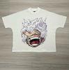 Marca de Moda Callejera Europea y Americana Nueva Transfronteriza Camiseta de Una Pieza Estampado de Luffy Versión Amplia High Street Holgada Cuello Redondo Top Versátil