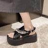 Use Sapatos de Plataforma Estilo Fada Retro Europeu e Americano de Prata de Alta Qualidade para Aumentar a Altura de Sandálias de Solado Grosso para Mulheres 2024 Novo Verão