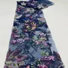 Tela de Malla con Lentejuelas y Bordado de Cuentas Flores Hojas Grandes Estilo Chino Tela Bordada En Stock para Vestidos de Noche Vestidos Qipao