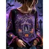 2026 Nova Camisa de Manga Longa para Halloween Rosa Aranha Gola Redonda Manga Longa Top Vintage Escuro Gótico Top