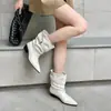 Diseño único, punta fina, plisados, botines, colección de verano 2026, botines cortos estilo coreano, hebilla de cinturón, caña corta, botas de montar para mujer