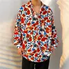 Camisa Floral Retro de Manga Larga Estilo Hong Kong para Hombres y Mujeres, Estilo Perezoso, Caída Suelta, Seda Helada Delgada, Nicho, Camisa Protectora Solar para la Playa
