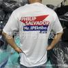 Gran suministro de camisas blancas de cuello redondo desechables baratas para elecciones presidenciales de congresistas filipinos con estampado publicitario de cabeza.