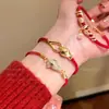 Luz Atmosférica de Ano Novo Vento de Luxo Leve Espírito Serpente Pulseira de Corda Vermelha Nicho Temperamento de Alto Nível Personalidade Única Pulseira Versátil