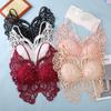 Nova Lingerie de Renda Floral Bordada com Strass Solúvel em Água com Alças Finas e Costas Vazadas em Forma de Borboleta Moda Tubinho